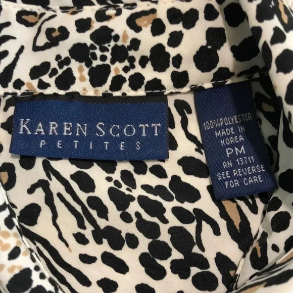KAREN SCOTT Animal Print Button Down Blouse - Picture 5 of 7